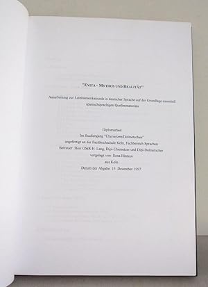 Evita - Mythos und Realität - Diplomarbeit - Fachhochschule Köln, Fachbereich Sprachen