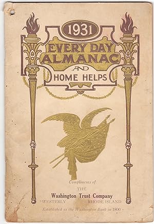 Seller image for 1931 Every Day Almanac and Home Helps Compliments of the Washington Trust Company of Westerly Rhode Island for sale by biblioboy