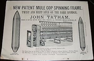 New Patent Mule Cop Spinning Frame made by John Tatham1886 Illustrated Advertisement