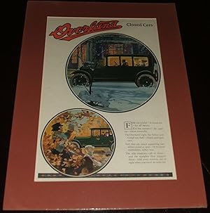 1920 Full Page Color Automotive Ad for Overland Six Sedan , Matted Ready to Frame