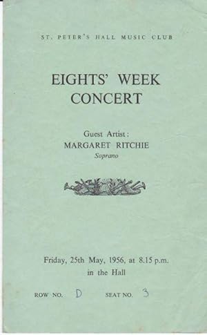 Imagen del vendedor de Eights' Week Concert Program Guest Artist Margaret Ritchie a la venta por biblioboy