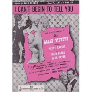 Vintage Sheet Music with Betty Grable for "I Can't Begin to Tell You"