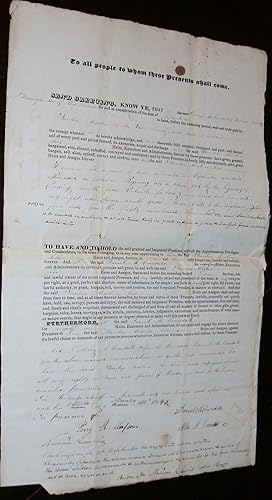 Image du vendeur pour Original 1845 Rhode Island Land Deed between Daniel Crandall and Stanton Austin mis en vente par biblioboy
