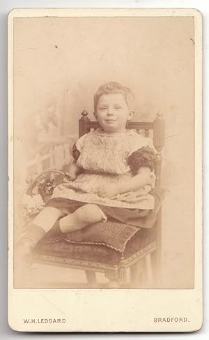 Vintage 1880 W. H. Ledgard CDV Photograph of Little Boy in a Dress