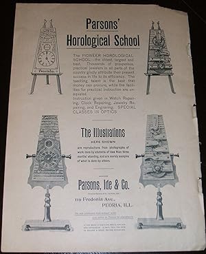 1893 Illustrated Advertisement for Parson's Horological School, Peoria, ILL