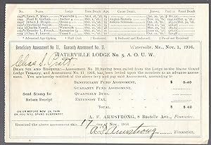 Imagen del vendedor de Vintage Ephemera Waterville Lodge Maine Genealogy 1916 a la venta por biblioboy
