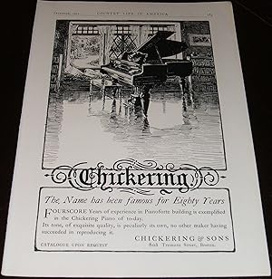 Original 1903 Large Full Page Illustrated for Chickering & Sons Pianos