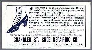 Vintage Advertising Ink Blotter for the Chandler Shoe Repair Co. Worcester, Ma