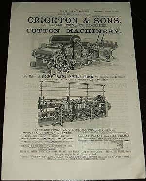 Crighton & Sons Castlefield Ironworks, Manchester, England // Original 1887 Illustrated Advertise...