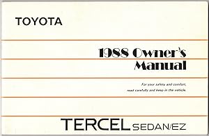 Imagen del vendedor de 1988 Owner's Manual Tercel Sedan/ez a la venta por biblioboy