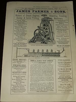 James Robertshaw Machinery, Manchester 1886 Illustrated Advertisement