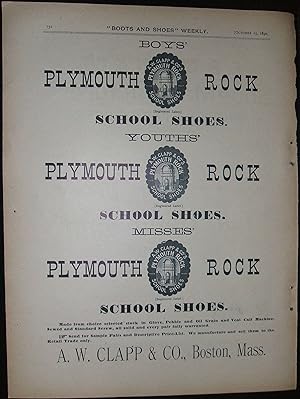 Immagine del venditore per Plymouth Rock School Shoes 1890 Full Page Illustrated Advertisement venduto da biblioboy