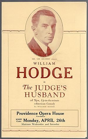 Vintage 1926 Providence Opera House Handbill for the Judge's Husband