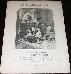 Original 1864 Sheet Music Engraved Cover Children's Wreath "Willie Gallop"