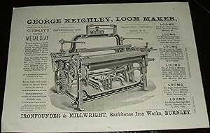George Keighley, Loom Maker, Burnley England Original 1887 Illustrated Advertisement