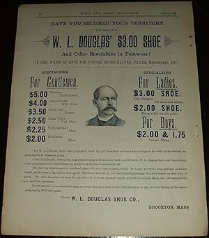 W. L. Douglas Shoe Company Original 1890 Full Page Illustrated Advertisement