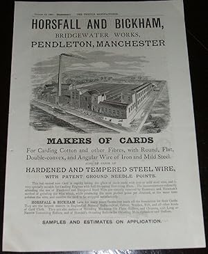 1887 Illustrated Advertisement for Horsfall and Bickham Bridgewater Works