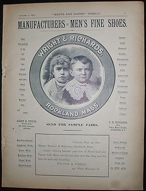 Wright and Richard Shoe Co. Rockland, MA 1890 Full Page Illustrated Ad