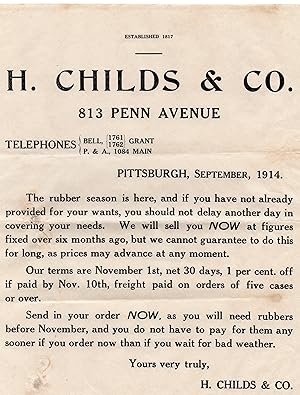 1914 Illustrated Price List for Apsley & Candee Rubbers from H. Childs & Company