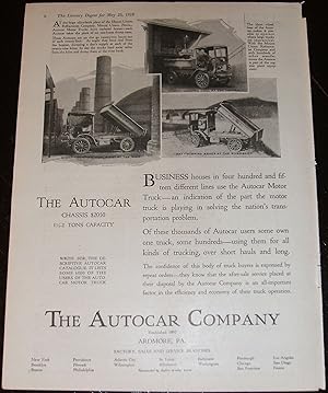 An Original 1918 Full Page Illustrated Truck Advertisement for the Autocar Company