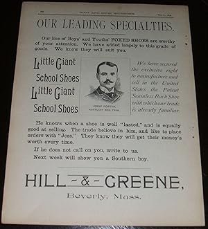 Hill & Greene Beverly, Mass 1890 Illustrated Shoe Advertisement