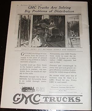 An Original 1918 Full Page Illustrated Truck Advertisement for GMC Trucks