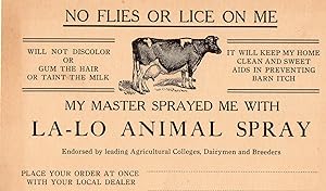 Vintage Original La-Lo Animal Spray Co. Illustrated Advertising Card