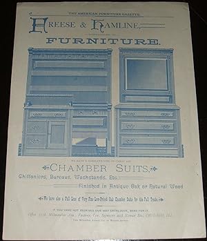 Original 1888 Illustrated Advertisement for Freese & Hamline Chamber Suits