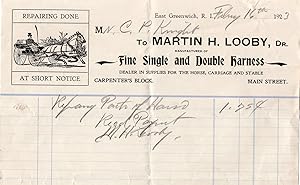Martin H. Looby Dr. Fine Single and Double Harness Illustrated Billhead