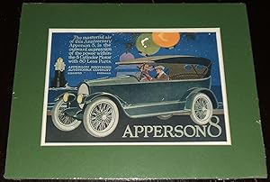 1920 Full Page Color Automotive Ad for the Apperson 8, Matted Ready to Frame