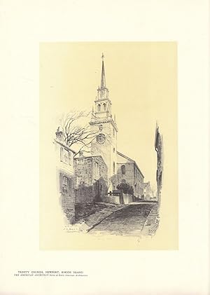Original 1922 Print of Trinity Church , Newport Rhode Island