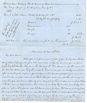1858 Receipt and Letter for Sale of Turkeys and Chickens from John Neuman Alexander Va