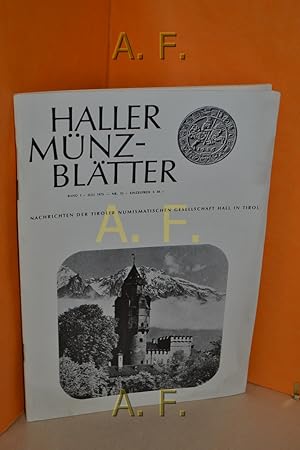 Seller image for Haller Mnzbltter Band 1, Juli 1975, Nr. 15, Nachrichten der Tiroler Numismatischen Gesellschaft Hall in Tirol for sale by Antiquarische Fundgrube e.U.