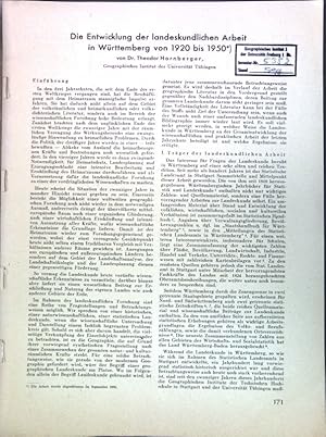 Seller image for Die Entwicklung der landeskundlichen Arbeit in Wrttemberg von 1920 bis 1950; for sale by books4less (Versandantiquariat Petra Gros GmbH & Co. KG)