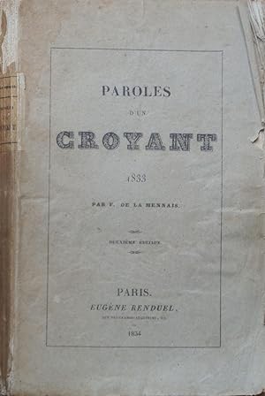 Seller image for Paroles d'un croyant seconde dition for sale by Bouquinerie L'Ivre Livre