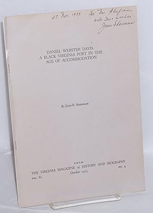 Seller image for Daniel Webster Davis: a black Virginia poet in the age of accomodation for sale by Bolerium Books Inc.