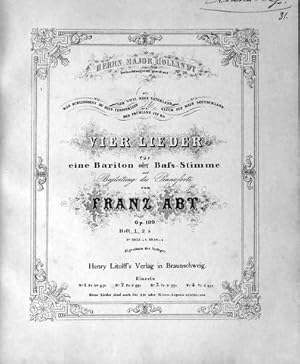 Bild des Verkufers fr [Op. 109, no. 1] Vier Lieder fr eine Bariton oder Bas-Stimme mit Begleitung des Pianoforte. Op. 109. No. 1. Lebwohl mein Vaterland zum Verkauf von Paul van Kuik Antiquarian Music