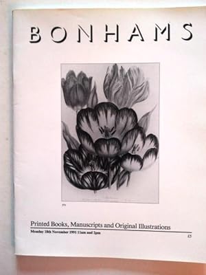 Printed Books, Manuscripts and Original Illustrations [ Bohams Auction Catalogue 18 -11- 1991 Sal...