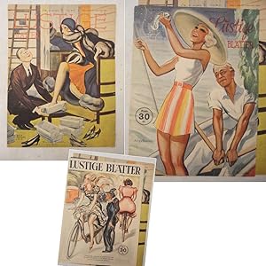 3 originale Titelblätter der Zeitschrift "Lustige Blätter" (Dezember 1929, Juli 1936, September 1...