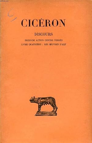 Imagen del vendedor de DISCOURS, TOME V (SECONDE ACTION CONTRE VERRES, LIVRE IV, LES OEUVRES D'ART) a la venta por Le-Livre