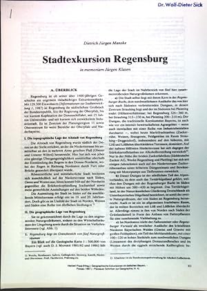 Bild des Verkufers fr Stadtexkursion Regensburg, in memoriam Jrgen Klasen. zum Verkauf von books4less (Versandantiquariat Petra Gros GmbH & Co. KG)