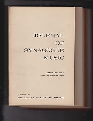 Journal of Synagogue Music. 18 Issues: Vol. 1: #1-4; Vol. 2: # 2, 3, 4; Vol. 3: # 1-3; Vol. 4: #3...