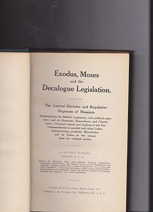 Imagen del vendedor de Exodus, Moses and the Decalogue Legislation a la venta por Meir Turner