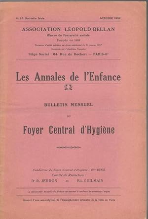 Seller image for Les Annales de l'enfance. Bulletin mensuel du Foyer Central d'Hygine [N87. Nouvelle Srie] d'octobre 1936 for sale by PRISCA