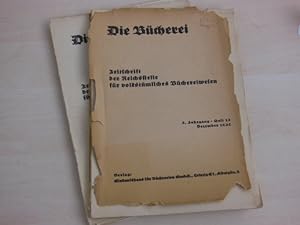 Image du vendeur pour Die Bcherei. Zeitschrift der Reichsstelle fr volkstmliches Bchereiwesen. 3. Jahrgang. Heft 12. mis en vente par Antiquariat Hamecher