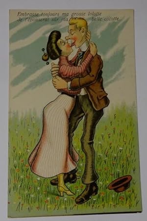 Ansichtskarte "Embrasse toujours ma grosse lolotte de t`epouserat sur ma belle cocotte"