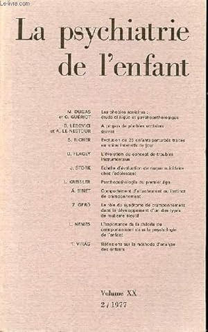 Bild des Verkufers fr LA PSYCHIATRIE DE L'ENFANT - VOL 20 - FASC 2 -M. DUGAS et C. GURIOT Les phobies scolaires ; tude clinique et psychopathologiqueS. LEBOVICI A. LE NESTOURA propos de phobies scolaires et graves S. RICHER Evolution de 25 enfants perturbs traits en soins zum Verkauf von Le-Livre