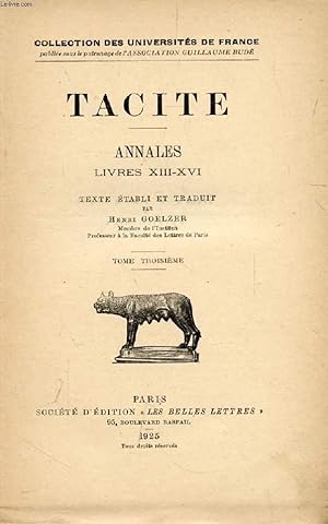 Bild des Verkufers fr ANNALES, TOME III (LIVRES XIII-XVI) zum Verkauf von Le-Livre