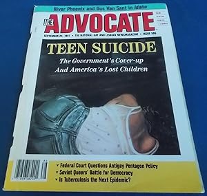 Imagen del vendedor de The Advocate (Issue No. 586, September 24, 1991): The National Gay and Lesbian Newsmagazine Magazine (Cover Story: Teen Suicide) a la venta por Bloomsbury Books