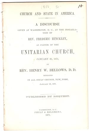 Church and state in America : a discourse given at Washington, D.C., at the installation of Rev. ...